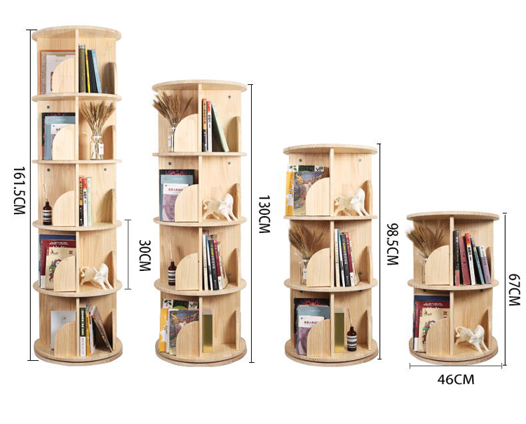 回転本棚は簡単に360度着地します。簡単に360度着地します。簡易省スペース小書棚学生用の回転角棚は五階の浅胡桃色（直径46 cm）です。